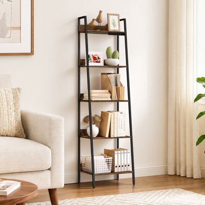 5-Tier Trapezoidal Bookshelf with Lighting and Touch Slider Control