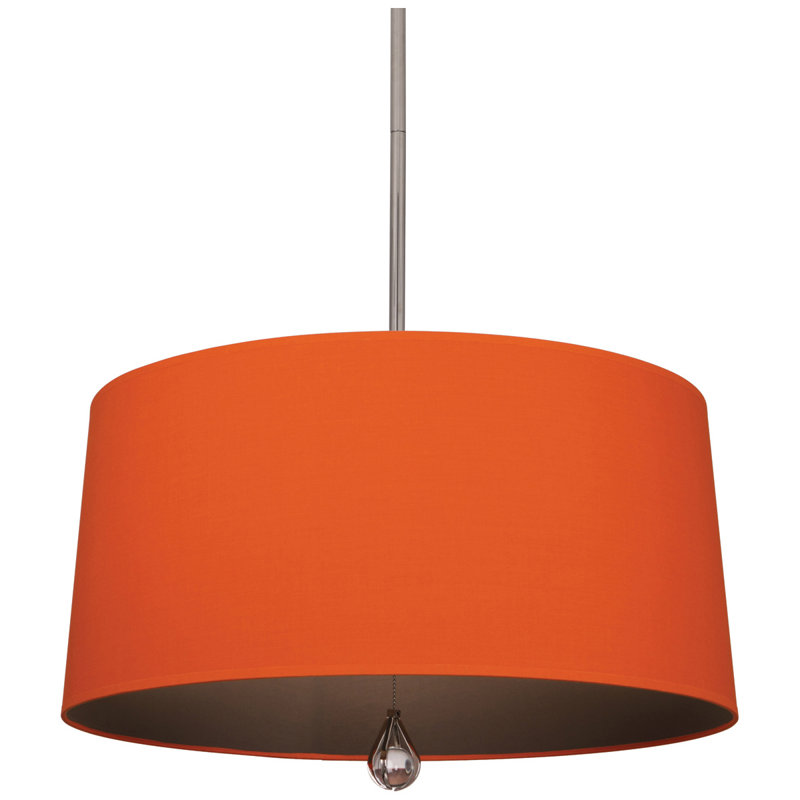 Custis 3 - Light Chandelier, William of Orange Fabric, Polished Nickel