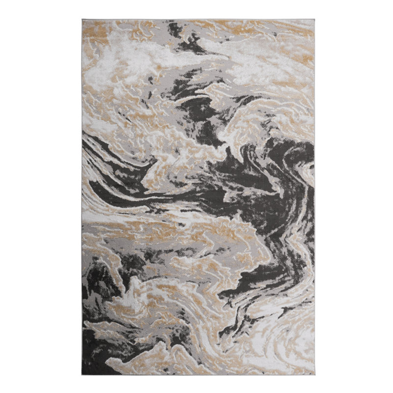 Tapis gris élégant et résistant aux taches de la collection LOOM & LUXE, Rectangle 5 pi 3 po x 7 pi 6 po