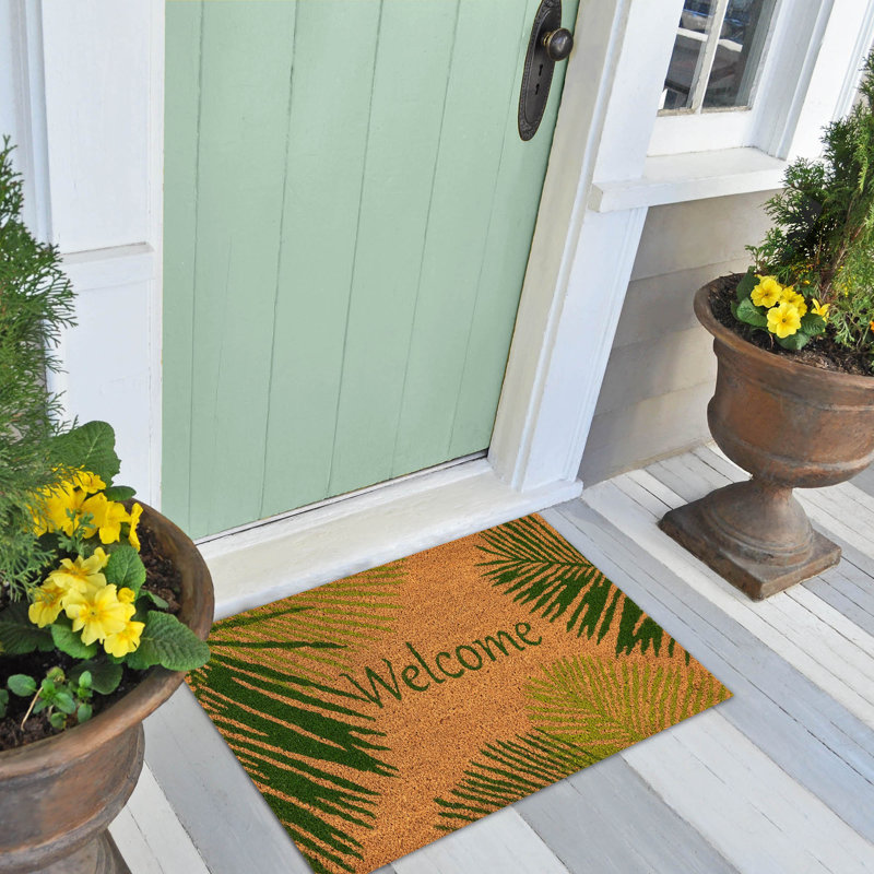 Fair Non-Slip Floral Outdoor Doormat, Rectangle 1'6" x 2'6", Green