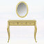 Meuble-lavabo de luxe avec miroir ovale, coiffeuse à 3 tiroirs pour bijoux, console élégante pour la décoration intérieure, doré-1537636193