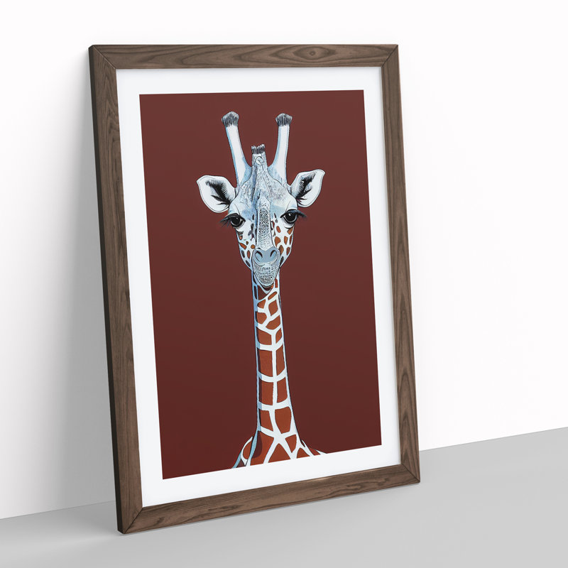 Unique Giraffe - Single Picture Frame Print, 64cm H x 46cm W x 2cm D, Walnut Framed