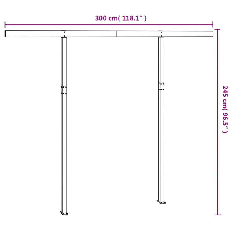 Auvent en métal blanc VidaXL, H 96,5 po x l 118,1 po, Blanc