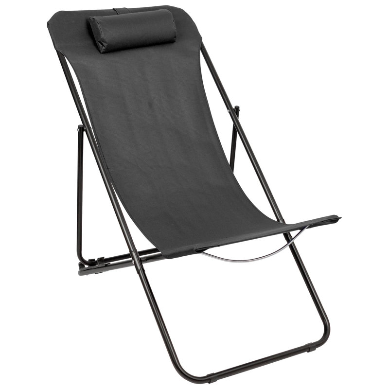 Folding Deck Chair, Black