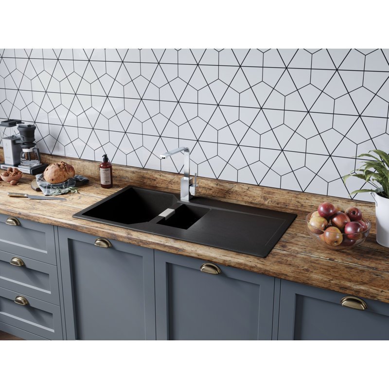 Mayon 1.5 Bowl Inset Kitchen Sink, Ash Black