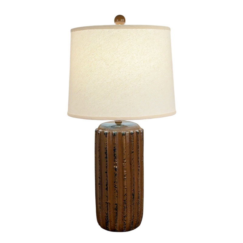 Lampe de table colonne vieillie, Brun