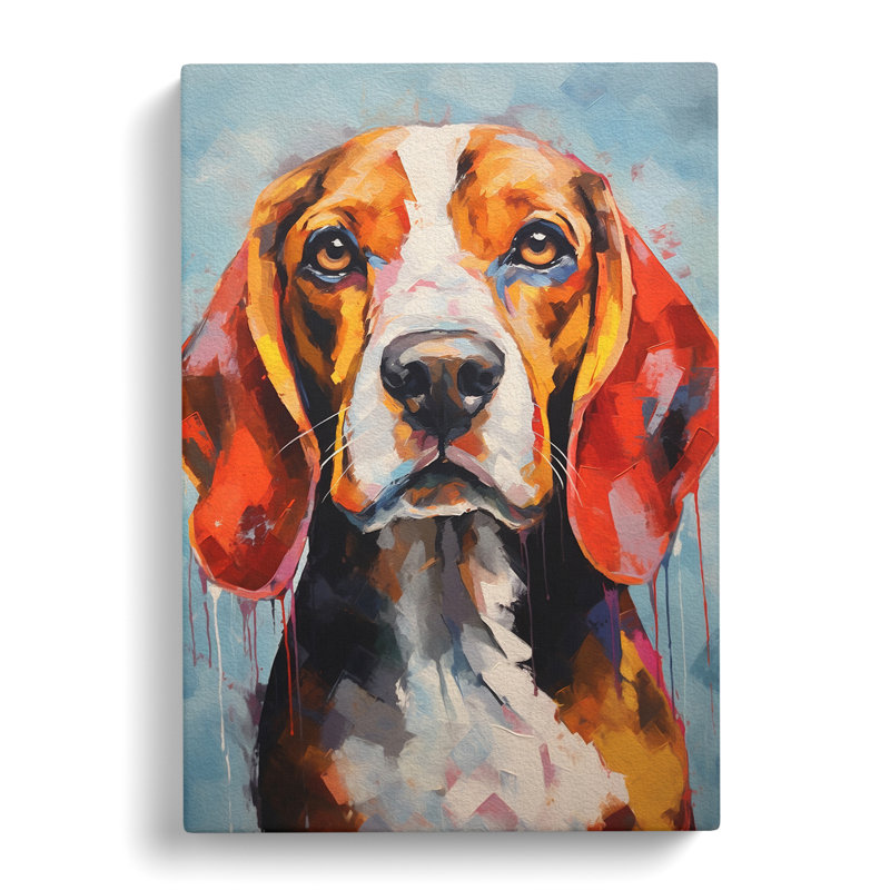 Beagle Hard Edge Painting - Wrapped Canvas, 60cm H x 40cm W x 3cm D