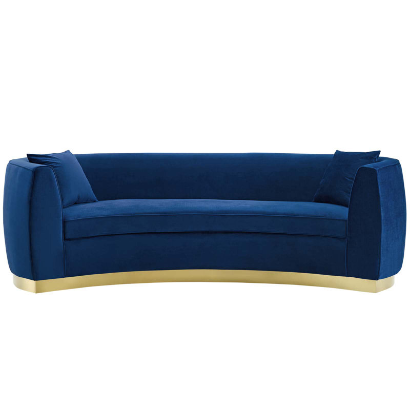 Modway Silver Orchid Perez Curved Velvet Sofa, Navy