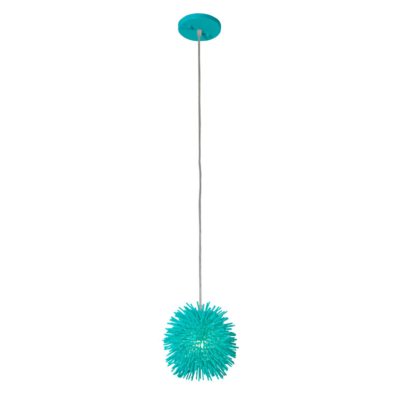 Urchin 1-Light Uber Mini Pendant - Aqua Velvet, Aqua Velvet, 6" H x 6.25" W x 6.25" D