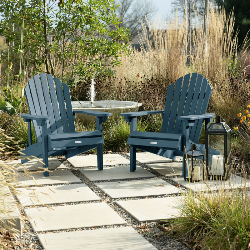 Anette Outdoor Adirondack Set, Nantucket Blue