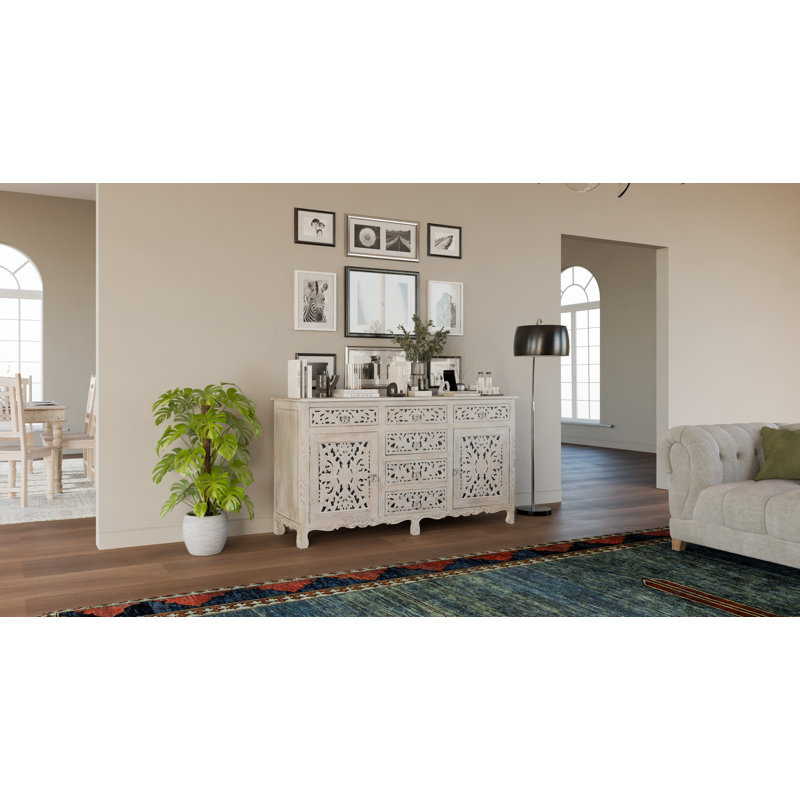 Harleen 66'' Solid Wood Sideboard, White