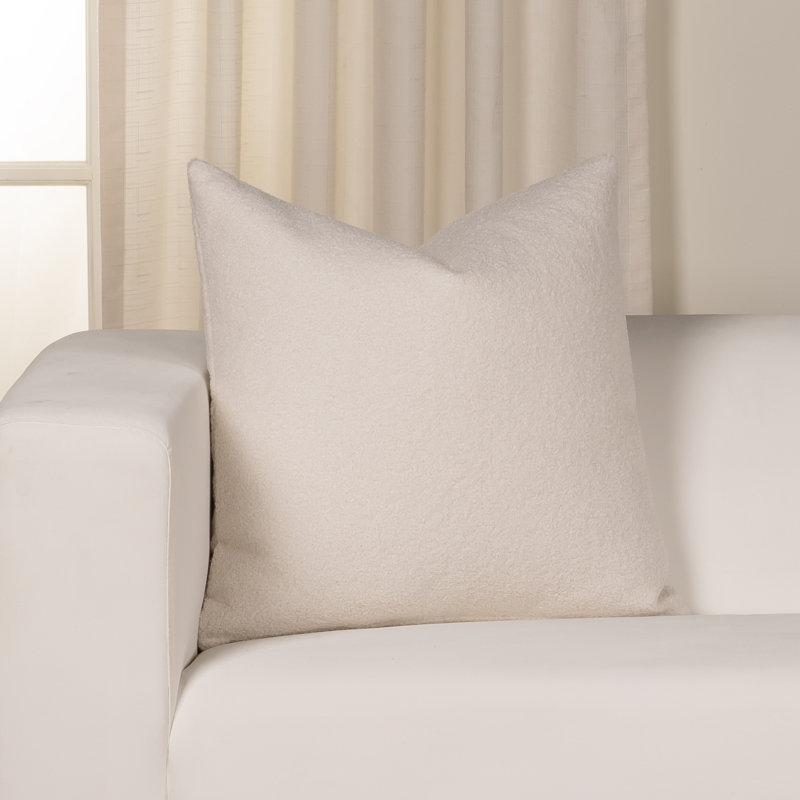Cream Chenille Faux Leather 20x20 Throw Pillow Cover