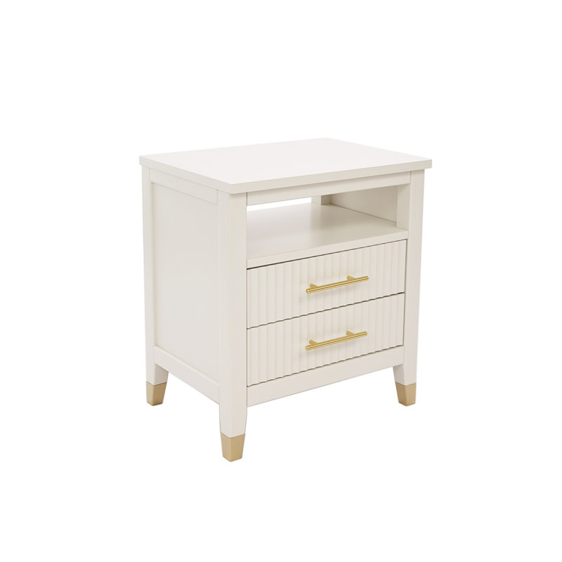 Ambyr 50 cm W Bedside Table, White