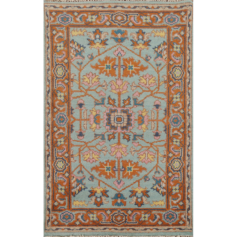 Tapis indien turquoise Oushak 3 x 5