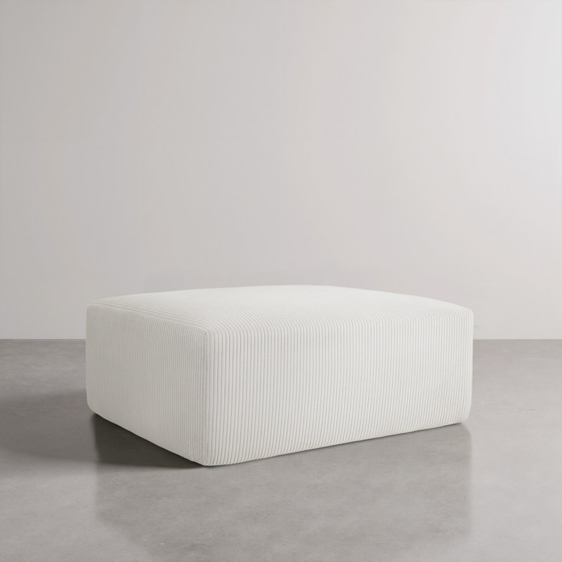 40.12cm Wide Rectangle Solid Colour Ottoman, Beige