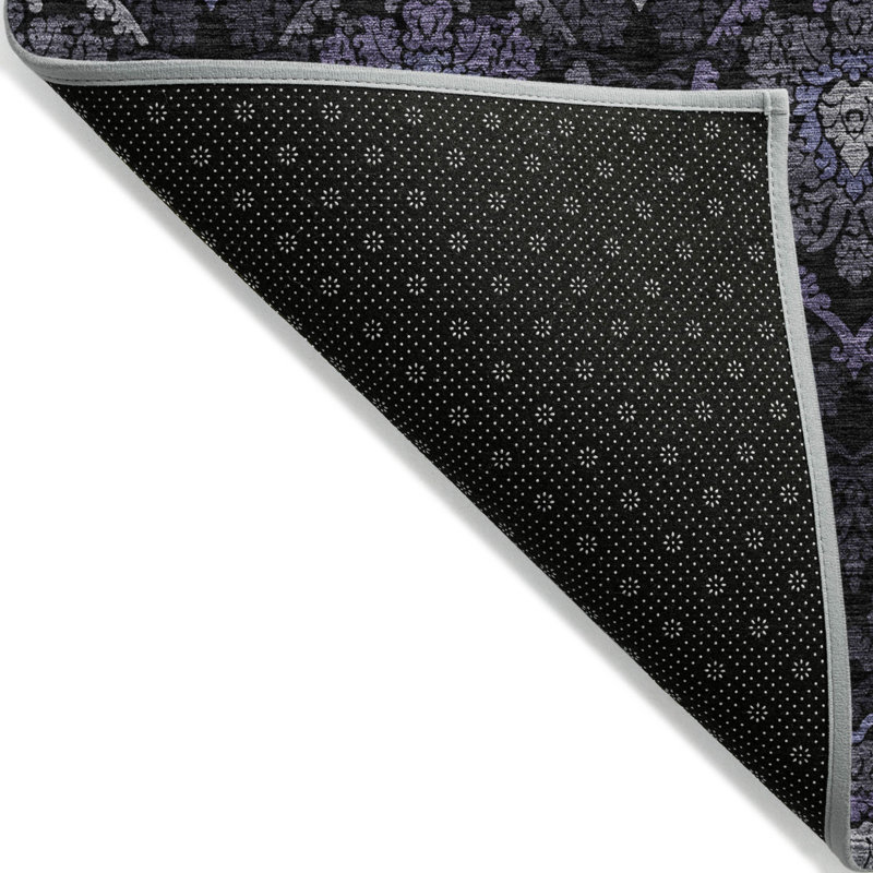 3' X 5' Purple Charcoal And Gray Medallion Washable Indoor Outdoor Area Rug