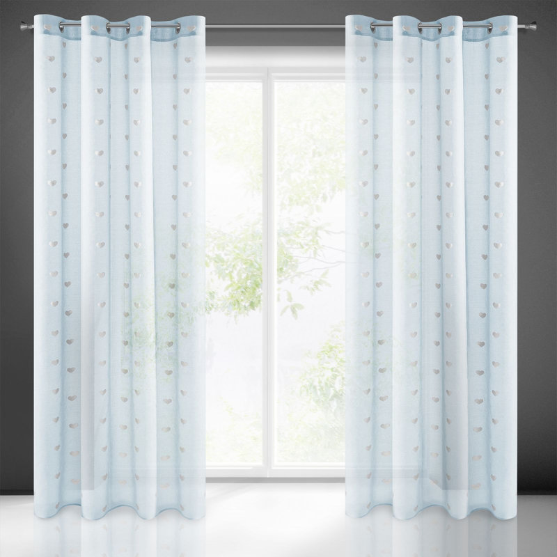 Kaleigha Eyelet Sheer Curtain, Blue
