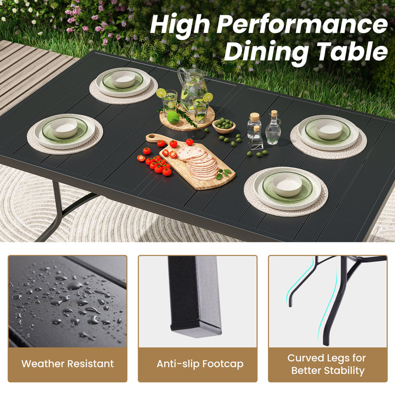 Ensemble de salle à manger de jardin pour 4 personnes avec table en métal, Beige