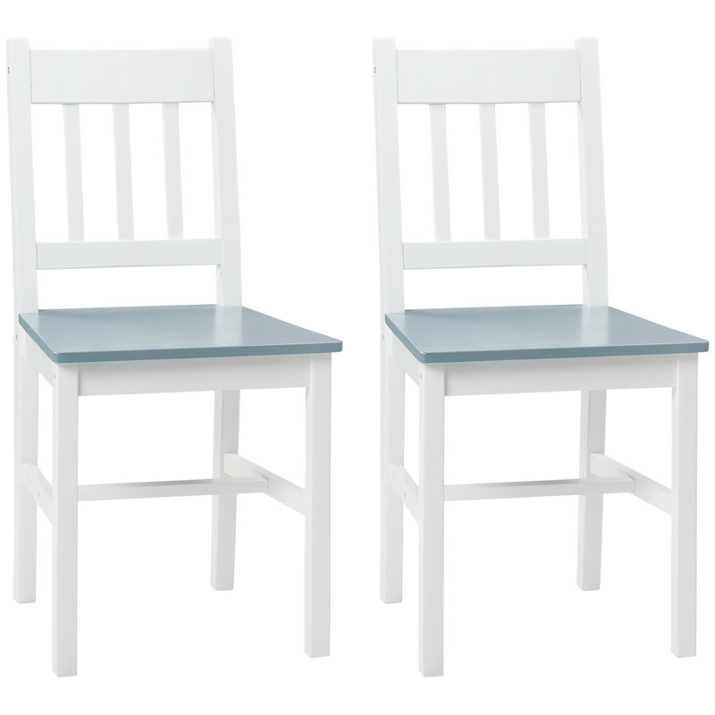 Danaysy 45cm H Solid Wood Slat Back Side Chair, White/Grey
