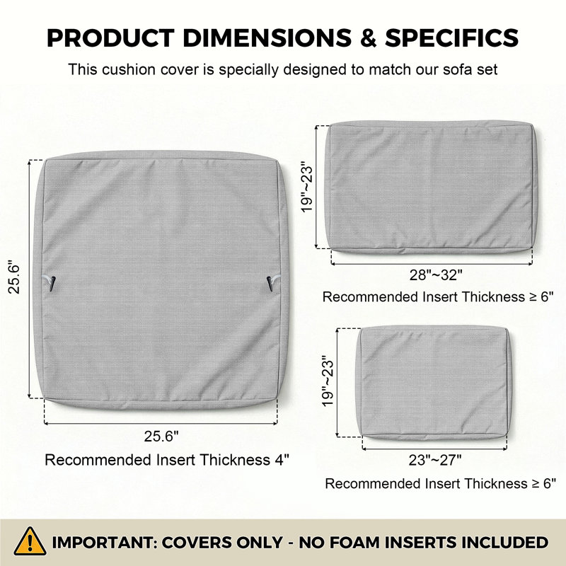 Housses de remplacement pour housses de coussins d'extérieur pour groupes spécifiques, Ensemble de 6 sièges / 14 pièces