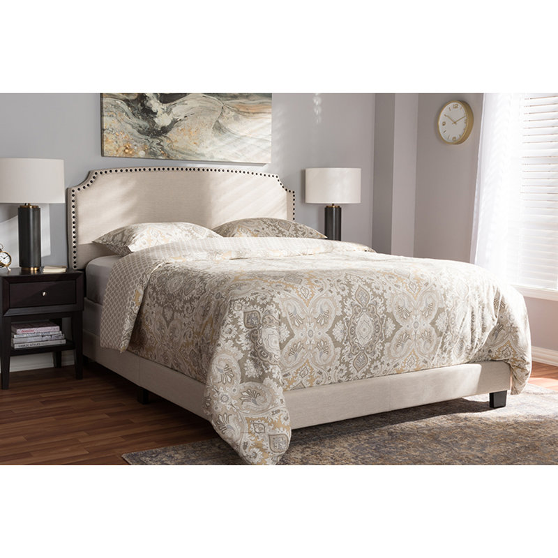 Amick Upholstered Platform Bed, Queen, Beige