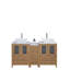 Ensemble de meuble-lavabo autoportant à double cuve 60 "avec plateau en marbre et miroirs assortis Ravenna-109234247