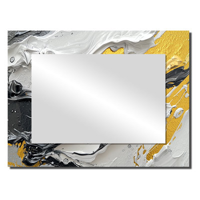 Black Yellow Fugue In Color II - Neo-Expressionism Accent Wall Mirror - Printed On Metal