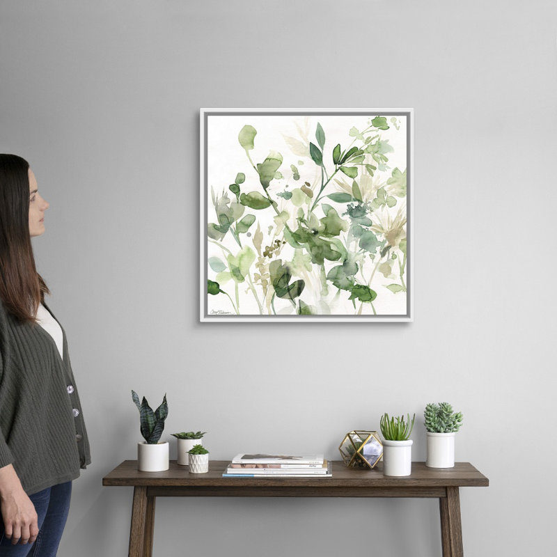«Sage Garden I», reproduction d'art sur toile, H 25,7 po x l 25,7 po x P 1,75 po, Cadre flottant blanc