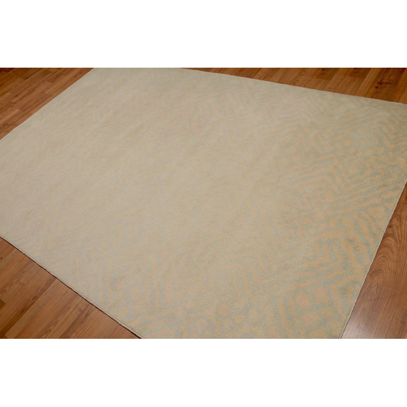 Tapis unique en laine noué à la main beige de 6 pi x 9 pi Nataisha
