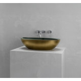 Vast Studio Vessel Sink – Oval Countertop Basin with Smooth Interior, Metallic Luxury Finish & Modern Spa-Inspired Sculpted Design