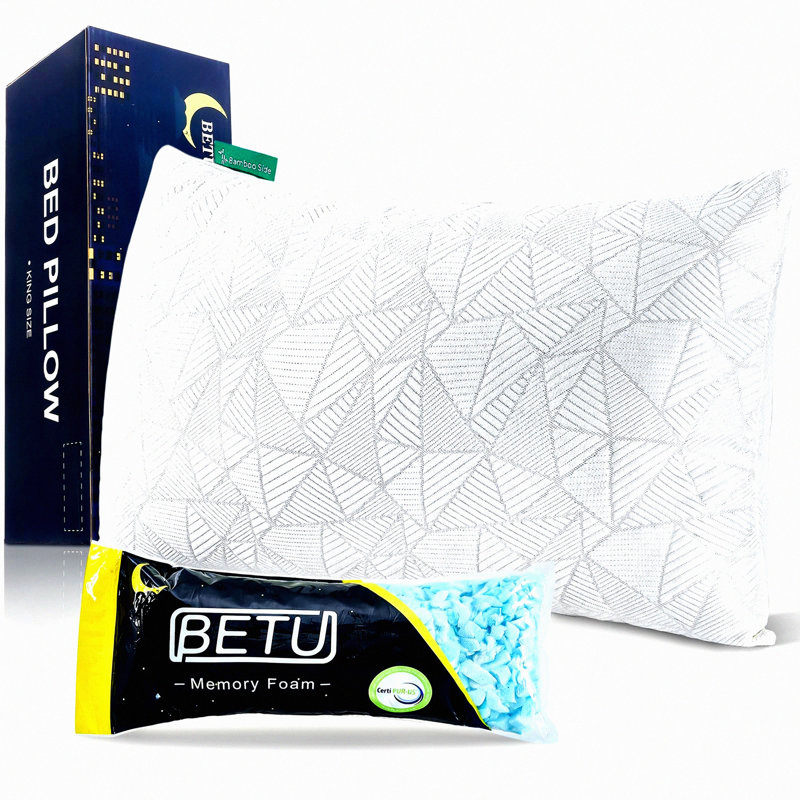 Cooling Comfort Memory Foam Pillow - Queen Size Rayon From Bamboo Adjustable Bed Pillow for Hot Sleepers. Ideal for Back Pain, Neck & Side Sleepers. Cooling Gel Infused CertiPUR-US Foam.