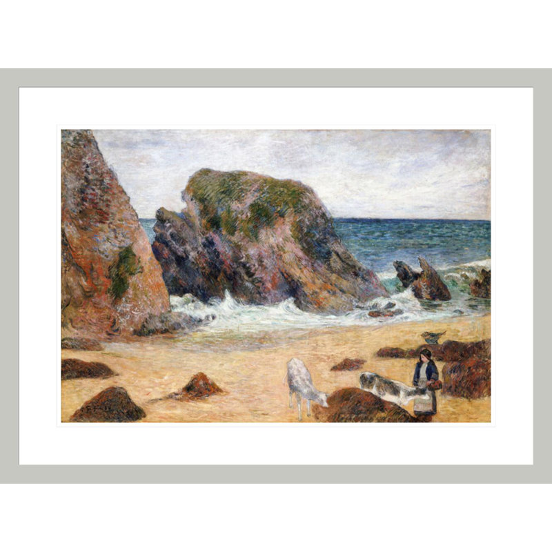 «Cows on the Seashore» par Paul Gauguin - Estampe numérique encadrée, H 22,18 po x l 29,5 po