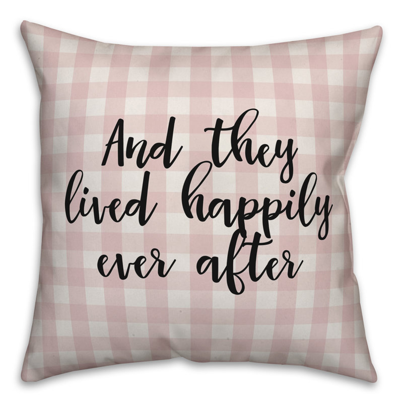  Coussin And And Lived Happily Ever After Plaid, Coussin décoratif, Rose / Noir