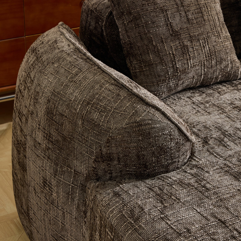 Canapés confortables en forme de L en chenille brune, style moderne pour le salon