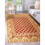 Coral Hand-Knotted Wool Linked Rosettes Geometric Modern Contemporary Carpet Rug-1644330389