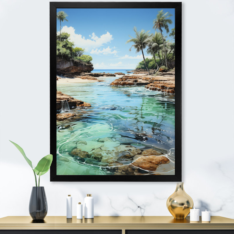 Dominicain Caribbean Dreamscape II sur impression sur toile, H 40 po x l 30 po x P 1,5 po, Cadre photo noir