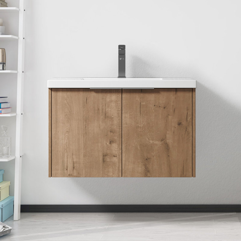 Meuble-lavabo à fermeture en douceur avec lavabo, 30 pouces pour petite salle de bain, 30X18-00630 IMO (KD-Packing)