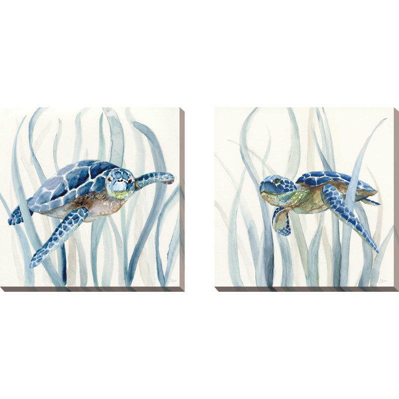 «Turtles In Seagrass», ensemble de 2 reproductions, H 24 po x l 48 po x P 1,5 po