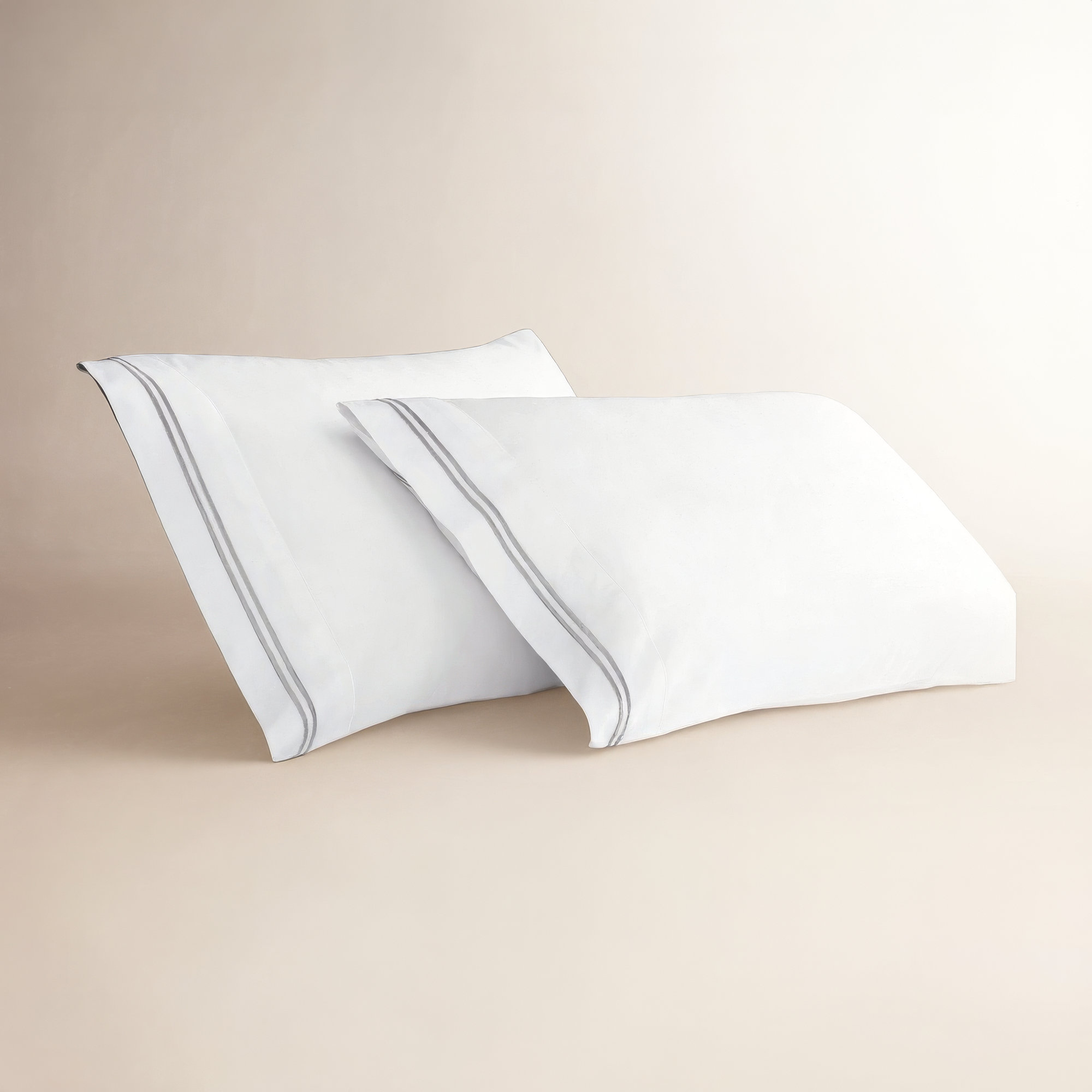 Bandera Egyptian Cotton, White/Gray, Standard