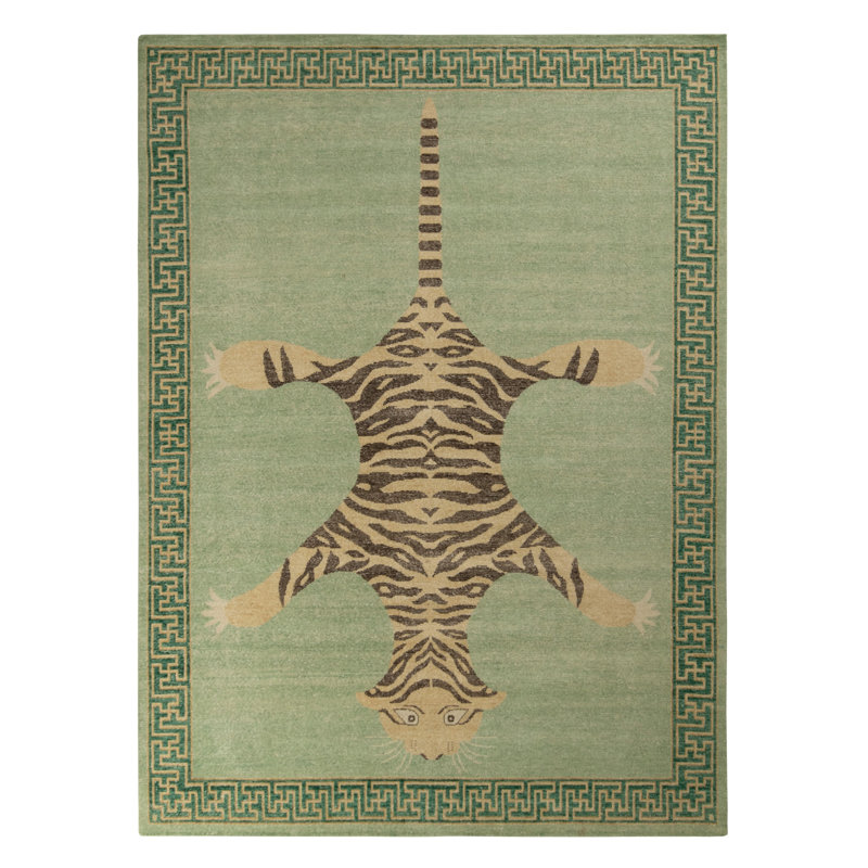 Distressed Homage Hand Knotted Wool Animal Print Area Rug, Rectangle 9' x 12'