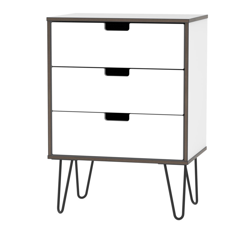 Fully Assembled Fairbury 3 Drawer Chest, White Gloss
