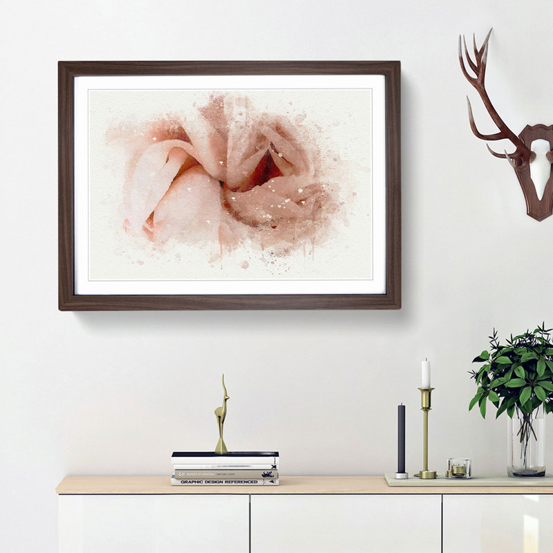 Petals of a Pink Carnation - Picture Frame Graphic Art Print, 27cm H x 36cm W x 2cm D, Walnut Framed