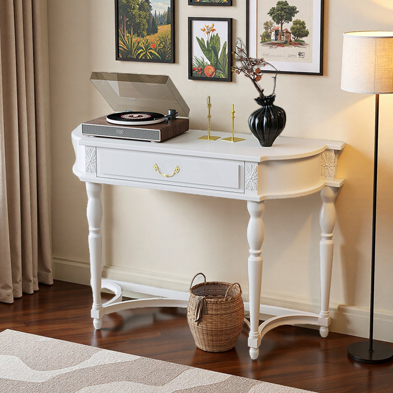 Console semi-circulaire de style français, Blanc