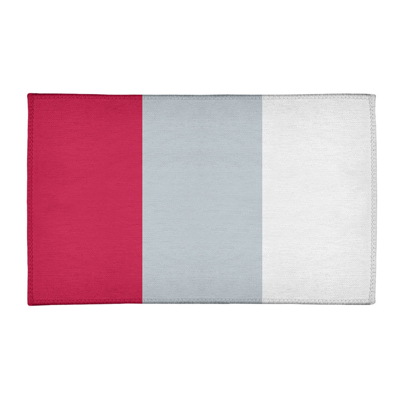 Tapis rouge rayé/argenté, Rectangle 3 pi x 5 pi