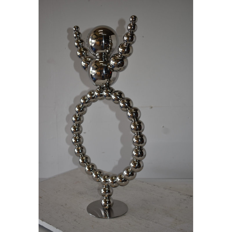 Modern Abstract Of A Happy Man Metal Chrome Balls Statue Size: 14" X 6" X 26"H