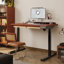 Bureau rectangulaire brun + noir massif + bois manufacturé + acier avec 2 tiroirs-1938654849