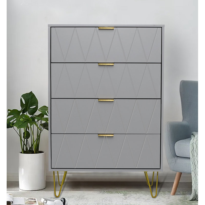 Marable 4 Drawer 23.6" W Chest, Gray