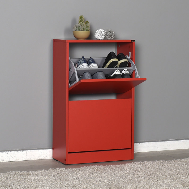 Baneen 8 Pair Shoe Storage Cabinet, Red