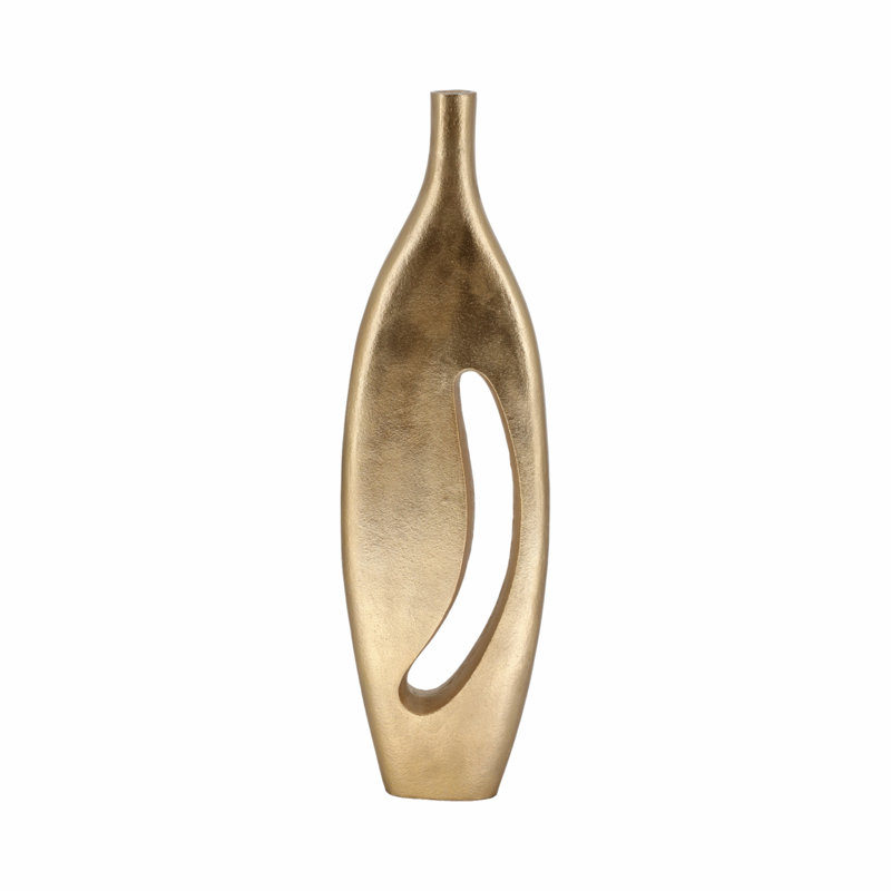 Aluminum Accent - Unique Davena Vase, Perfect for Elegant Homes, Inspire Serenity & Beauty, Gold, 28" H x 9" W x 3" D