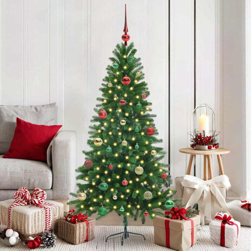Christmas Tree with 150 LEDs with Stand 150 cm PE, Red/Green/Gold